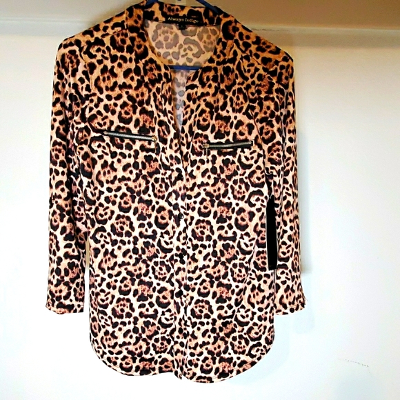 Always Indigo Tops - Leapord Print Blouse